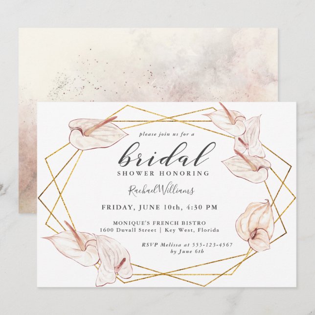 Tropical Anthuriums Floral Bridal Shower Invitation (Front/Back)