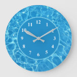 Tropical Aqua Blue Ocean Sea &amp; Swimming Pool Theme Large Clock