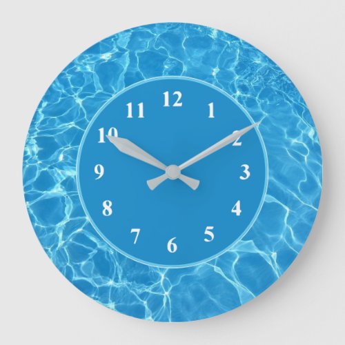 Tropical Aqua Blue Ocean Sea  Swimming Pool Theme Large Clock