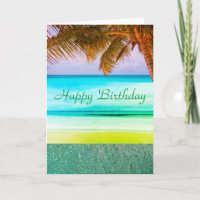 Tropical Aqua Island Birthday Greeting Card