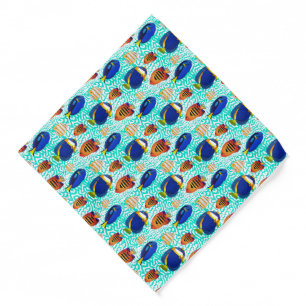 Tropical Aquarium Fish in Blue and Orange Bandana