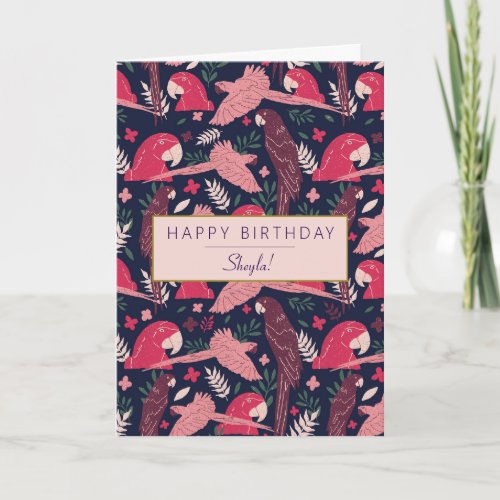 Tropical Ara Parrot Pattern Personalized Birthday 