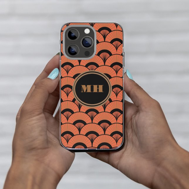  Tropical Art Deco Scalloped Fan Pattern Monogram  Case-Mate iPhone Case (Creator Uploaded)