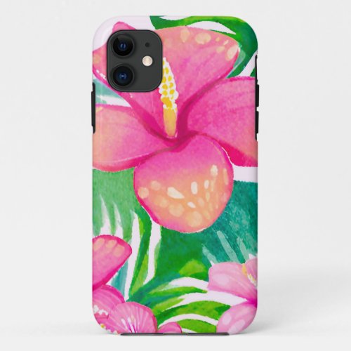 tropical art hibiscus flower ãƒããƒããããƒãƒãƒãƒ iPhone 11 case