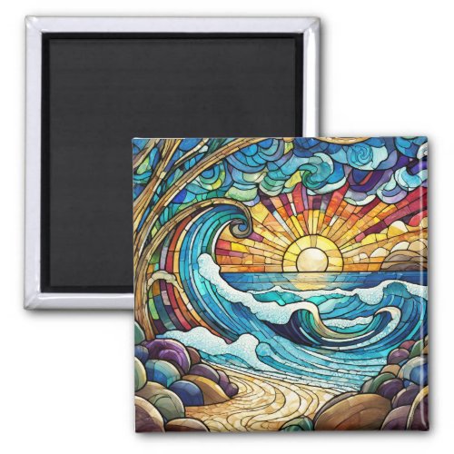 Tropical art magnet