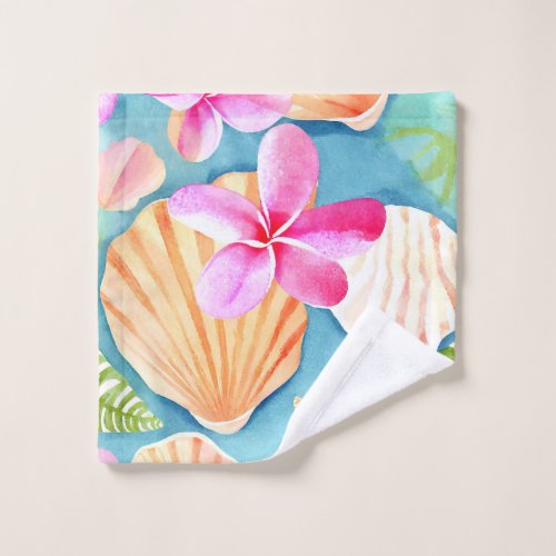 tropical art sea shells wash cloth