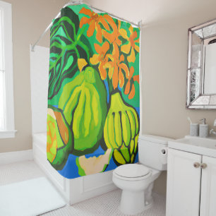 Tropical art shower curtain