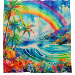 Tropical art shower curtain