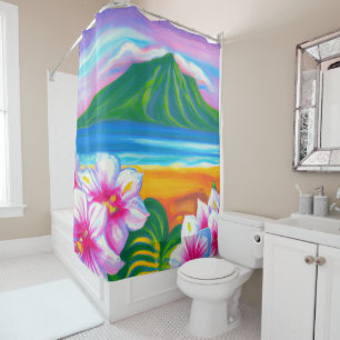 Tropical art shower curtain