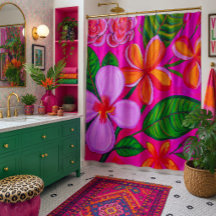 Tropical art shower curtain