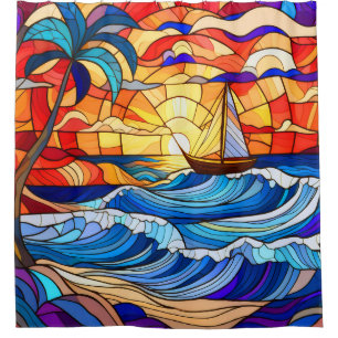 Tropical art shower curtain