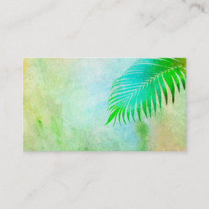 tropical art watercolor palm leaf design business card