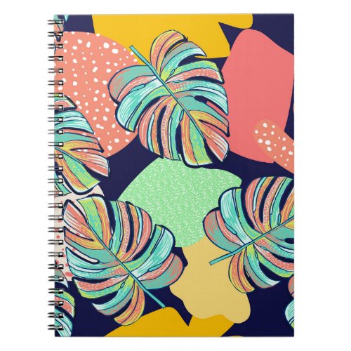 Tropical Artwork Multicolored Monstera Design Notebook