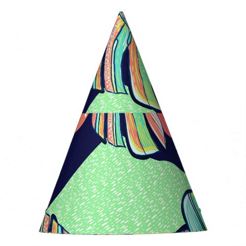 Tropical Artwork Multicolored Monstera Design Party Hat
