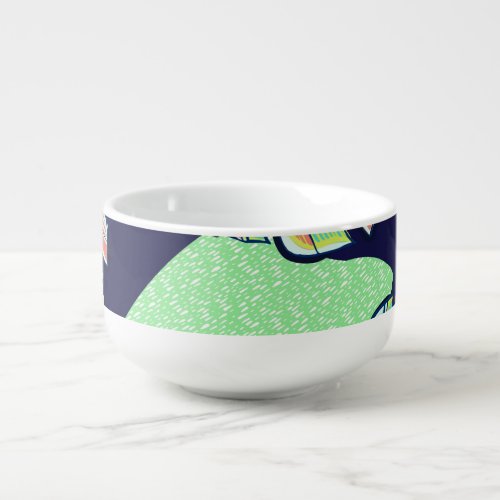 Tropical Artwork Multicolored Monstera Design Soup Mug