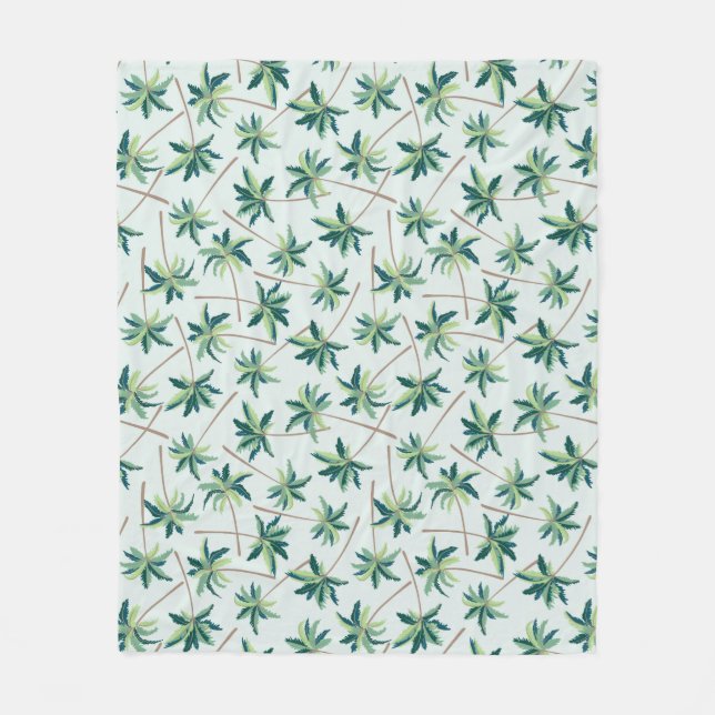 Tropical Australian Foxtail Palm Fleece Blanket (Front)