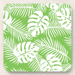Tropical autumn, summer leaf patterns beverage coaster