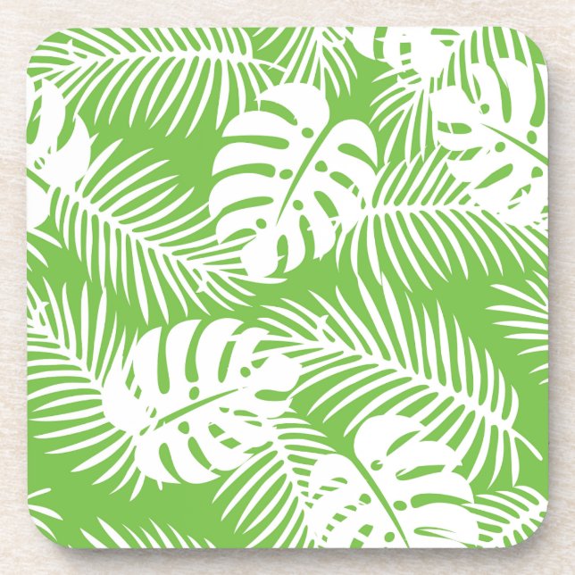Tropical autumn, summer leaf patterns beverage coaster (Front)