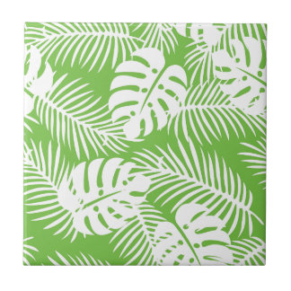 Tropical autumn, summer leaf patterns ceramic tile