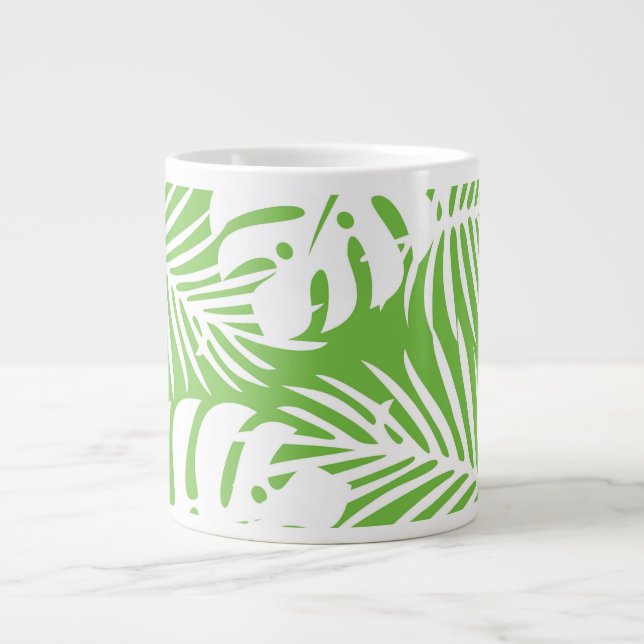 Tropical autumn, summer leaf patterns  giant coffee mug (Front)