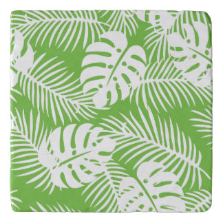 Tropical autumn, summer leaf patterns trivet