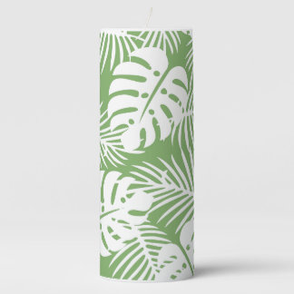 Tropical autumn, summer leaf watercolor patterns pillar candle