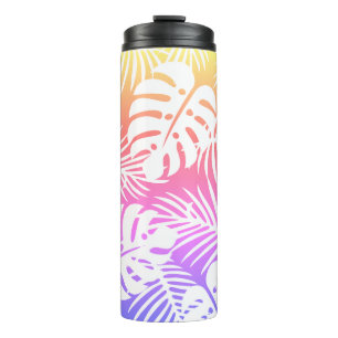 Tropical autumn, summer leaf watercolor patterns  thermal tumbler