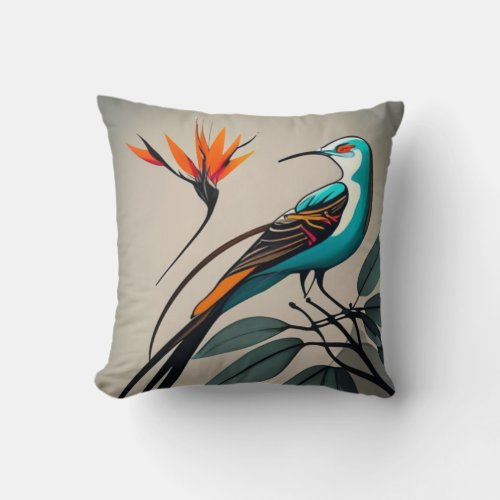 Tropical Avian Vibe Throw Pillow