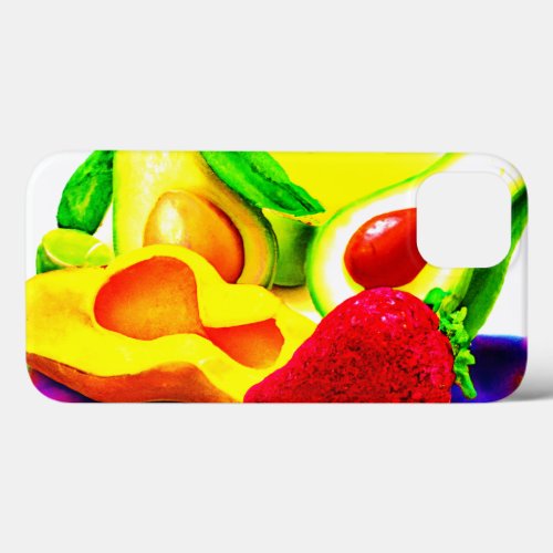 Tropical Avocado Strawberry and Mango Buy Now iPhone 13 Case