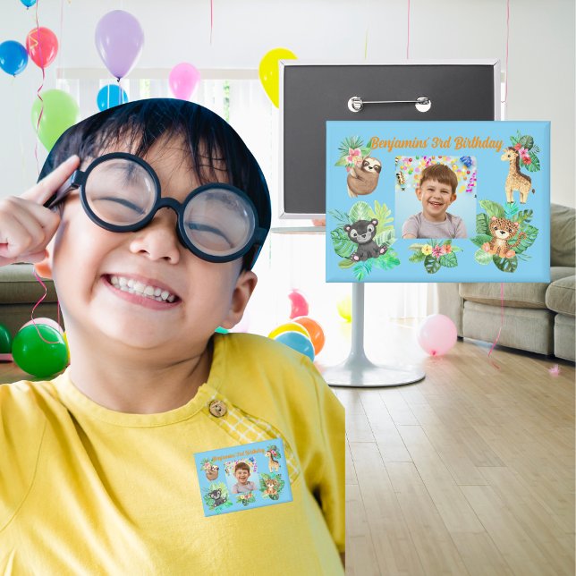 Tropical Baby Animals Button Kids Birthday Favor (Creator Uploaded)