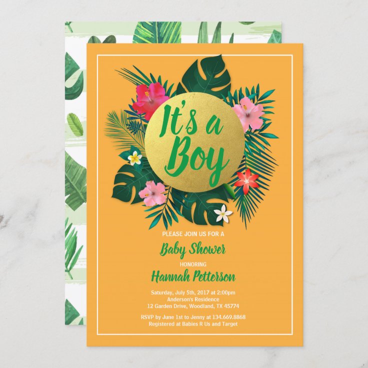 Tropical baby boy shower invitation summer luau Zazzle