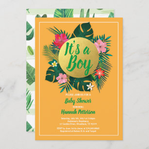 Tropical baby boy shower invitation summer luau