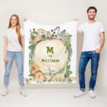 Tropical Baby Dinosaurs Custom Monogram Name Fleece Blanket<br><div class="desc">This unique design features a group of adorable baby dinosaurs and lush watercolor greenery. Personalize the blanket with your child's initial and name by clicking the "personalize" button.</div>