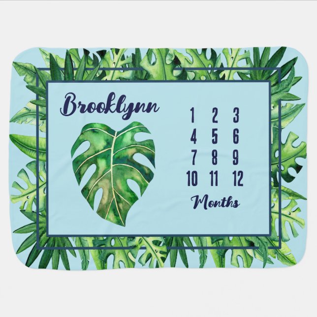 Tropical Baby Monthly Milestone Blanket (Horizontal)