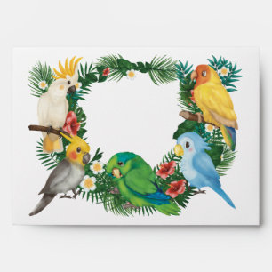 Tropical baby Parrots exotic birds Return Address  Envelope
