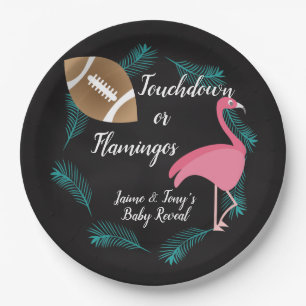 Tropical Baby Reveal Flamingos or Touchdowns Paper Plates