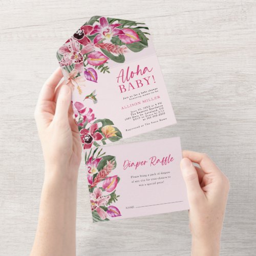 Tropical Baby Shower All In One Invitation