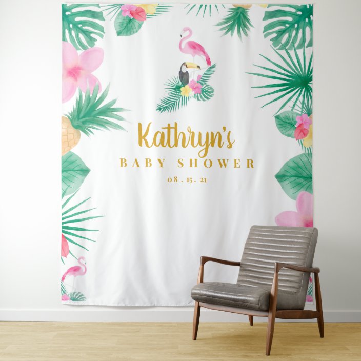 tropical baby shower backdrop