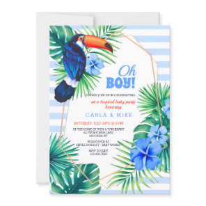 Tropical Baby Shower Blue Invitation