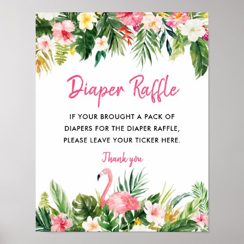 Tropical Baby Shower Diaper Raffle Sign
