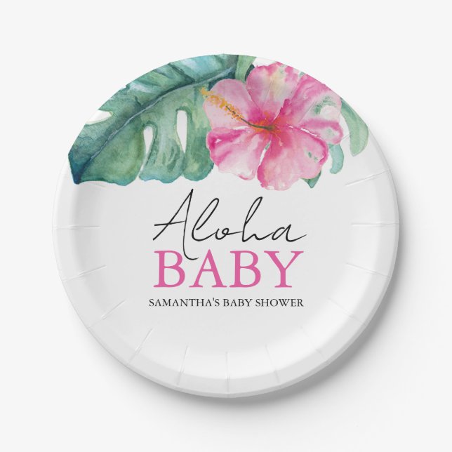 Tropical Baby Shower Disposable Paper Plates (Front)