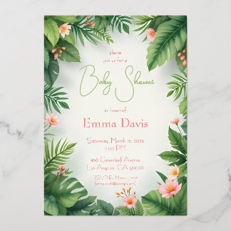Tropical Baby Shower Foil Invitation