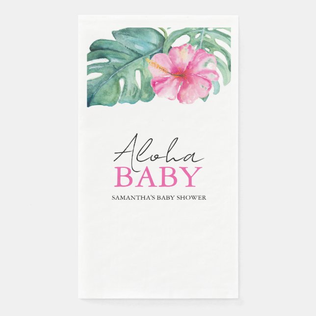 Tropical Baby Shower Hibiscus Flower Paper Guest Towels (Front)