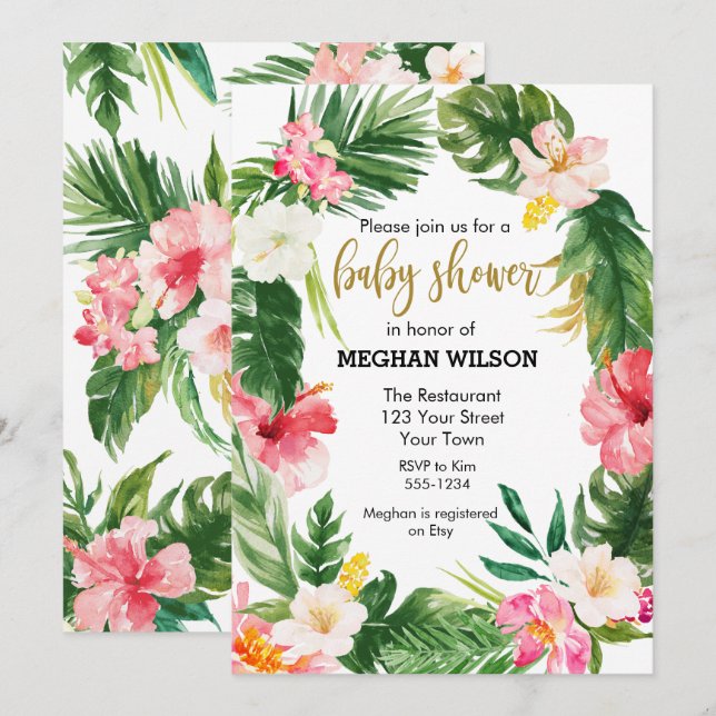 Tropical Baby Shower Invitation (Front/Back)