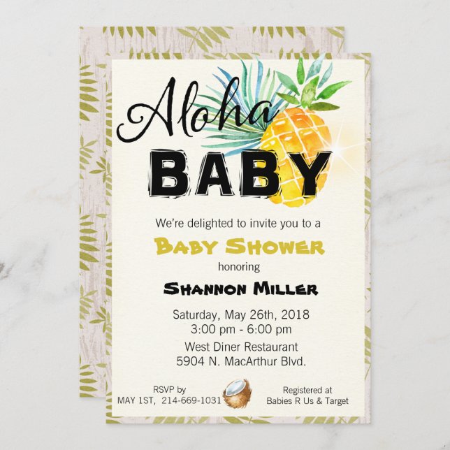 Tropical Baby Shower Invitation (Front/Back)