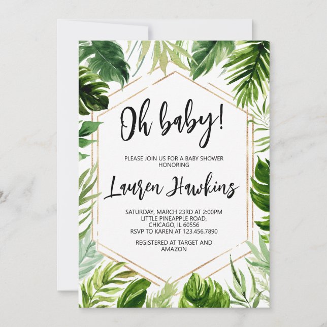 Tropical Baby Shower Invitation (Front)