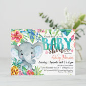 Tropical Baby Shower invitation, Elephant Invitation (Standing Front)