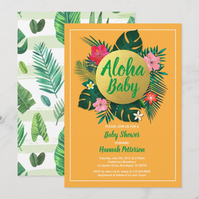 Tropical baby shower invitation gender neutral (Front/Back)