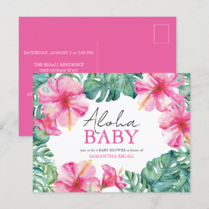 Tropical Baby Shower Invitations Aloha Postcard