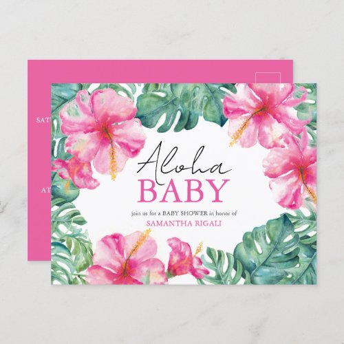 Tropical Baby Shower Invitations Aloha Postcard